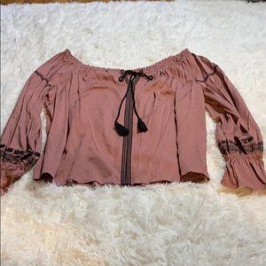 2/$15 Pink Off The Shoulder Boho Blouse 👑